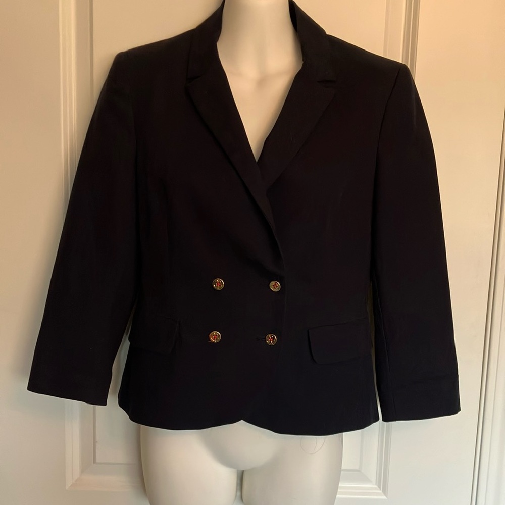 TRF Zara Collection navy double breasted jacket with gold buttons